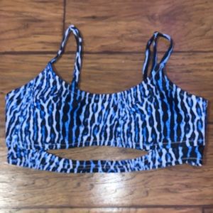 Blue and white Jessica Simpson snake skin bikini top.